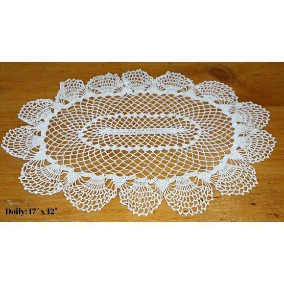 3 Doilies Doily Crocheted Doily White  Vintage Doilies  V19 - Picture 4 of 4